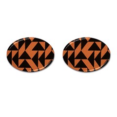 Brown Triangles Background Cufflinks (Oval)