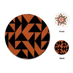 Brown Triangles Background Playing Cards (Round) 