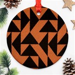 Brown Triangles Background Round Ornament (Two Sides) Front