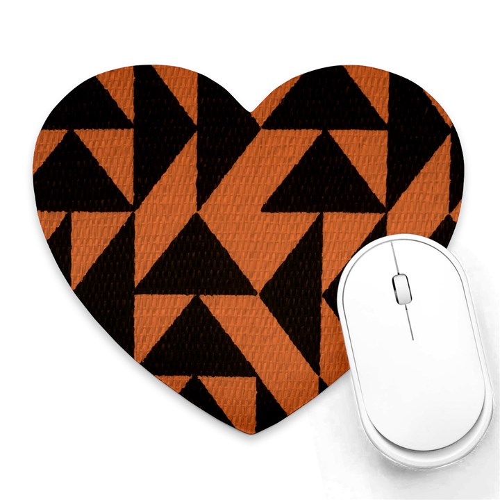 Brown Triangles Background Heart Mousepads