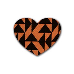 Brown Triangles Background Rubber Coaster (Heart) 