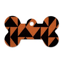 Brown Triangles Background Dog Tag Bone (One Side)