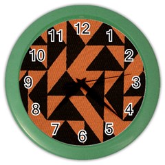 Brown Triangles Background Color Wall Clocks