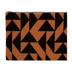 Brown Triangles Background Cosmetic Bag (xl) by Simbadda