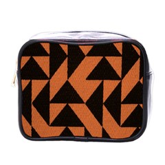 Brown Triangles Background Mini Toiletries Bags by Simbadda