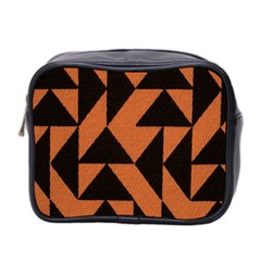 Brown Triangles Background Mini Toiletries Bag 2-side by Simbadda