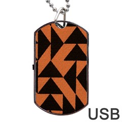 Brown Triangles Background Dog Tag Usb Flash (two Sides) by Simbadda