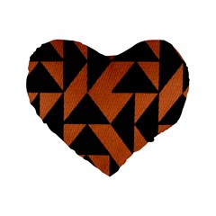 Brown Triangles Background Standard 16  Premium Heart Shape Cushions by Simbadda