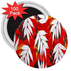 Leaves Pattern Background Pattern 3  Magnets (100 Pack) by Simbadda