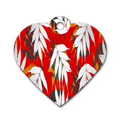 Leaves Pattern Background Pattern Dog Tag Heart (two Sides) by Simbadda