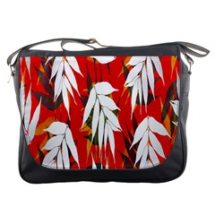 Leaves Pattern Background Pattern Messenger Bags by Simbadda