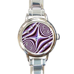 Fractal Background With Curves Created From Checkboard Round Italian Charm Watch by Simbadda