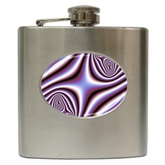 Fractal Background With Curves Created From Checkboard Hip Flask (6 Oz) by Simbadda