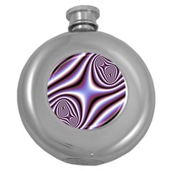 Fractal Background With Curves Created From Checkboard Round Hip Flask (5 Oz) by Simbadda