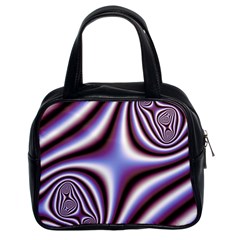 Fractal Background With Curves Created From Checkboard Classic Handbags (2 Sides) by Simbadda