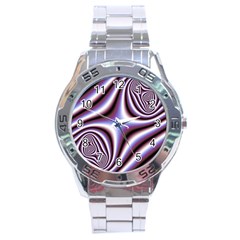 Fractal Background With Curves Created From Checkboard Stainless Steel Analogue Watch by Simbadda