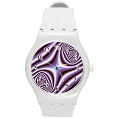 Fractal Background With Curves Created From Checkboard Round Plastic Sport Watch (m) by Simbadda