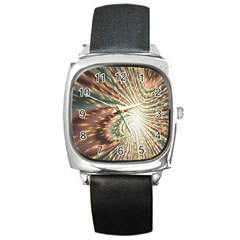 Vortex Glow Abstract Background Square Metal Watch by Simbadda