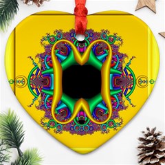 Fractal Rings In 3d Glass Frame Ornament (heart) by Simbadda