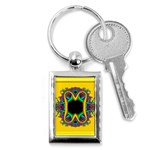 Fractal Rings In 3d Glass Frame Key Chains (Rectangle)  Front