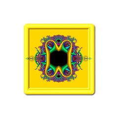 Fractal Rings In 3d Glass Frame Square Magnet by Simbadda