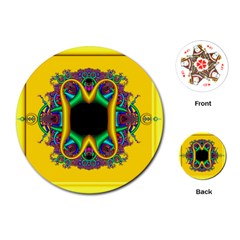 Fractal Rings In 3d Glass Frame Playing Cards (round)  by Simbadda