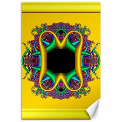 Fractal Rings In 3d Glass Frame Canvas 24  X 36 