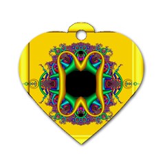 Fractal Rings In 3d Glass Frame Dog Tag Heart (one Side) by Simbadda