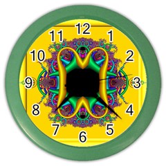 Fractal Rings In 3d Glass Frame Color Wall Clocks by Simbadda