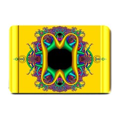 Fractal Rings In 3d Glass Frame Small Doormat  by Simbadda