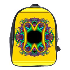 Fractal Rings In 3d Glass Frame School Bags(large)  by Simbadda