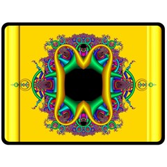 Fractal Rings In 3d Glass Frame Fleece Blanket (large)  by Simbadda