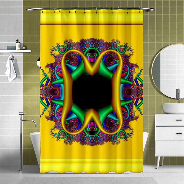 Fractal Rings In 3d Glass Frame Shower Curtain 48  x 72  (Small) 