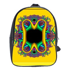 Fractal Rings In 3d Glass Frame School Bags (xl)  by Simbadda