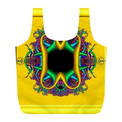 Fractal Rings In 3d Glass Frame Full Print Recycle Bags (l)  by Simbadda