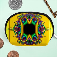 Fractal Rings In 3d Glass Frame Accessory Pouches (medium)  by Simbadda