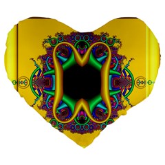 Fractal Rings In 3d Glass Frame Large 19  Premium Flano Heart Shape Cushions by Simbadda