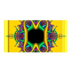 Fractal Rings In 3d Glass Frame Satin Wrap by Simbadda