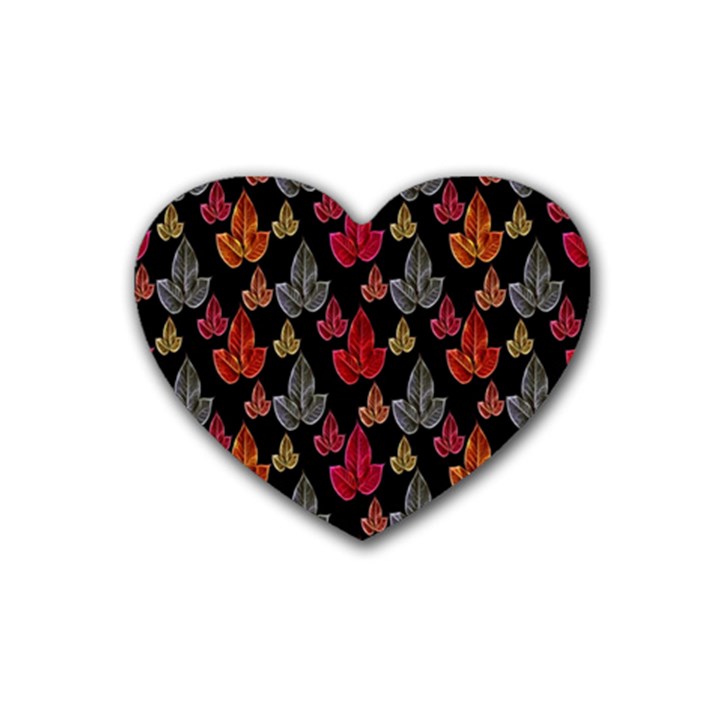 Leaves Pattern Background Heart Coaster (4 pack) 