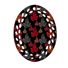 Leaves Pattern Background Oval Filigree Ornament (two Sides) by Simbadda