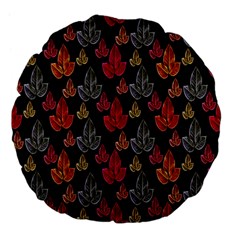 Leaves Pattern Background Large 18  Premium Flano Round Cushions by Simbadda