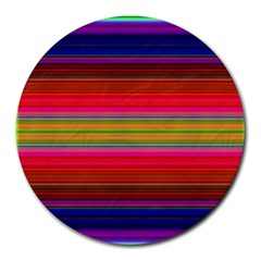 Fiestal Stripe Bright Colorful Neon Stripes Background Round Mousepads by Simbadda