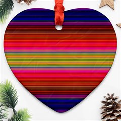 Fiestal Stripe Bright Colorful Neon Stripes Background Ornament (heart) by Simbadda