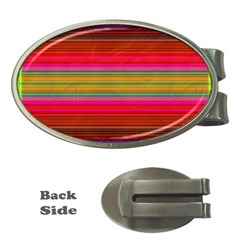 Fiestal Stripe Bright Colorful Neon Stripes Background Money Clips (oval)  by Simbadda