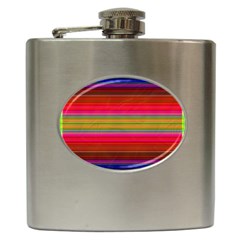 Fiestal Stripe Bright Colorful Neon Stripes Background Hip Flask (6 Oz) by Simbadda