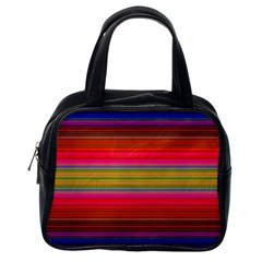 Fiestal Stripe Bright Colorful Neon Stripes Background Classic Handbags (one Side) by Simbadda