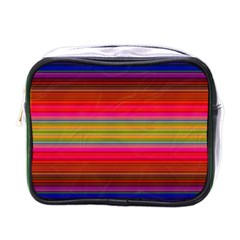 Fiestal Stripe Bright Colorful Neon Stripes Background Mini Toiletries Bags by Simbadda