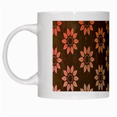 Grunge Brown Flower Background Pattern White Mugs by Simbadda