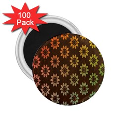 Grunge Brown Flower Background Pattern 2 25  Magnets (100 Pack)  by Simbadda