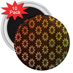 Grunge Brown Flower Background Pattern 3  Magnets (10 pack)  Front